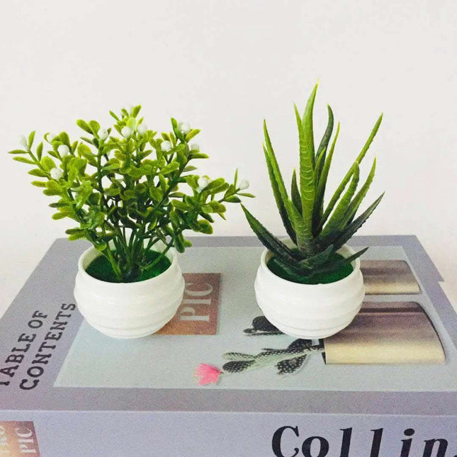 Artificial Green Plants Potted Artificial Flowers Small Ornaments Fendax 0