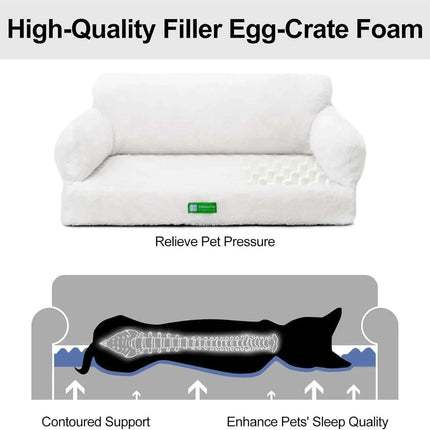 MEWOOFUN Orthopedic Dog Bed For Small Or Medium Dogs - 34.6 Inches Egg Foam Sofa With Removable Washable Cover & Non-Slip Bottom, Large, Beige Fendax 5