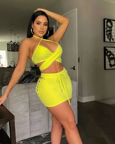 Fashion Women's Summer Halter Neck Strapless Skirt Suit Fendax 0