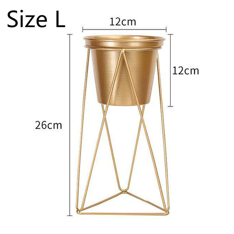 Golden fake flower set green plant pot