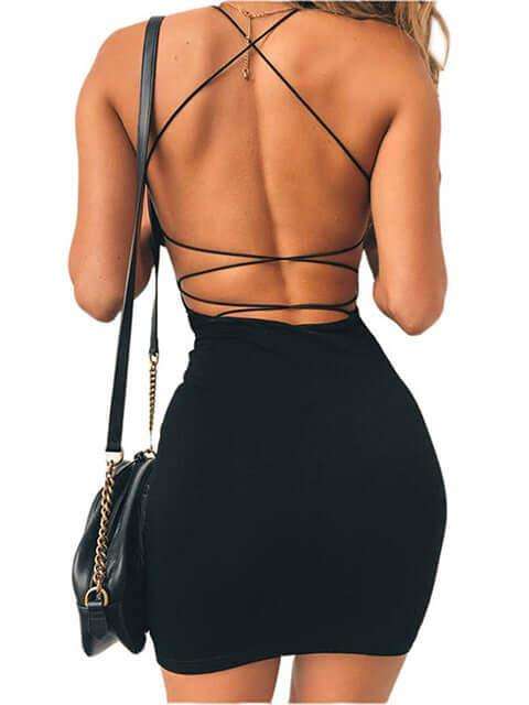 Women Sexy Bodycon Party Dresses Backless Spaghetti Strap Fendax 0
