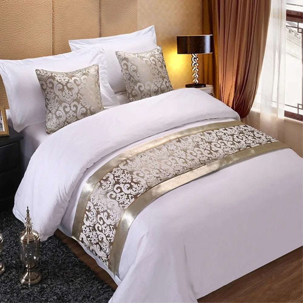 High grade and simple modern Chinese luxury gold bed cover, bed end cushion and pillow case Fendax 0