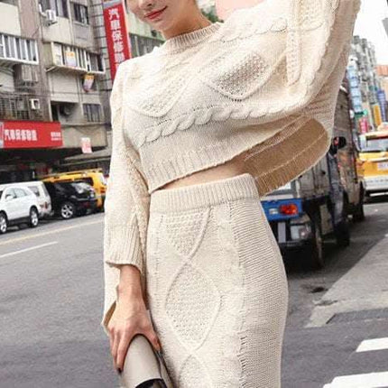 Bat sleeve sweater knitted skirt suit skirt Fendax 0