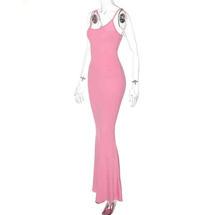 Spaghetti Strap Long Dress Women Sexy Slim Skinny Bodycon Party Club Suspender Casual Street Dresses Fendax 0