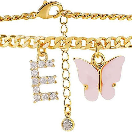 Butterfly Letter Feet Chain Fashion Inlaid Diamond Letter Acrylic Fendax 0