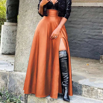 Women's High Waist Split Irregular Skirt Leather Skirt Fendax 0