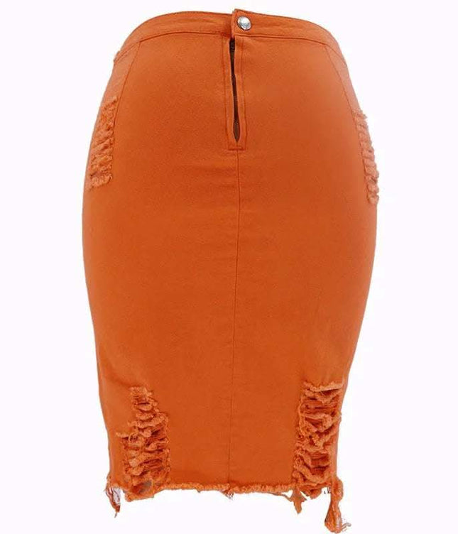Hole bag hip skirt denim skirt Fendax 0