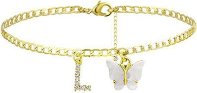 Butterfly Letter Feet Chain Fashion Inlaid Diamond Letter Acrylic Fendax 0