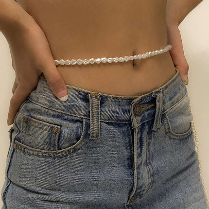 Shaped Imitation Pearl Waist Chain