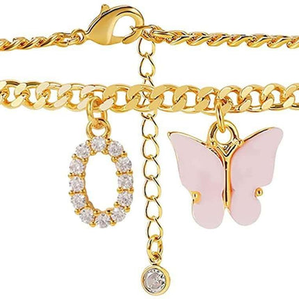Butterfly Letter Feet Chain Fashion Inlaid Diamond Letter Acrylic Fendax 0