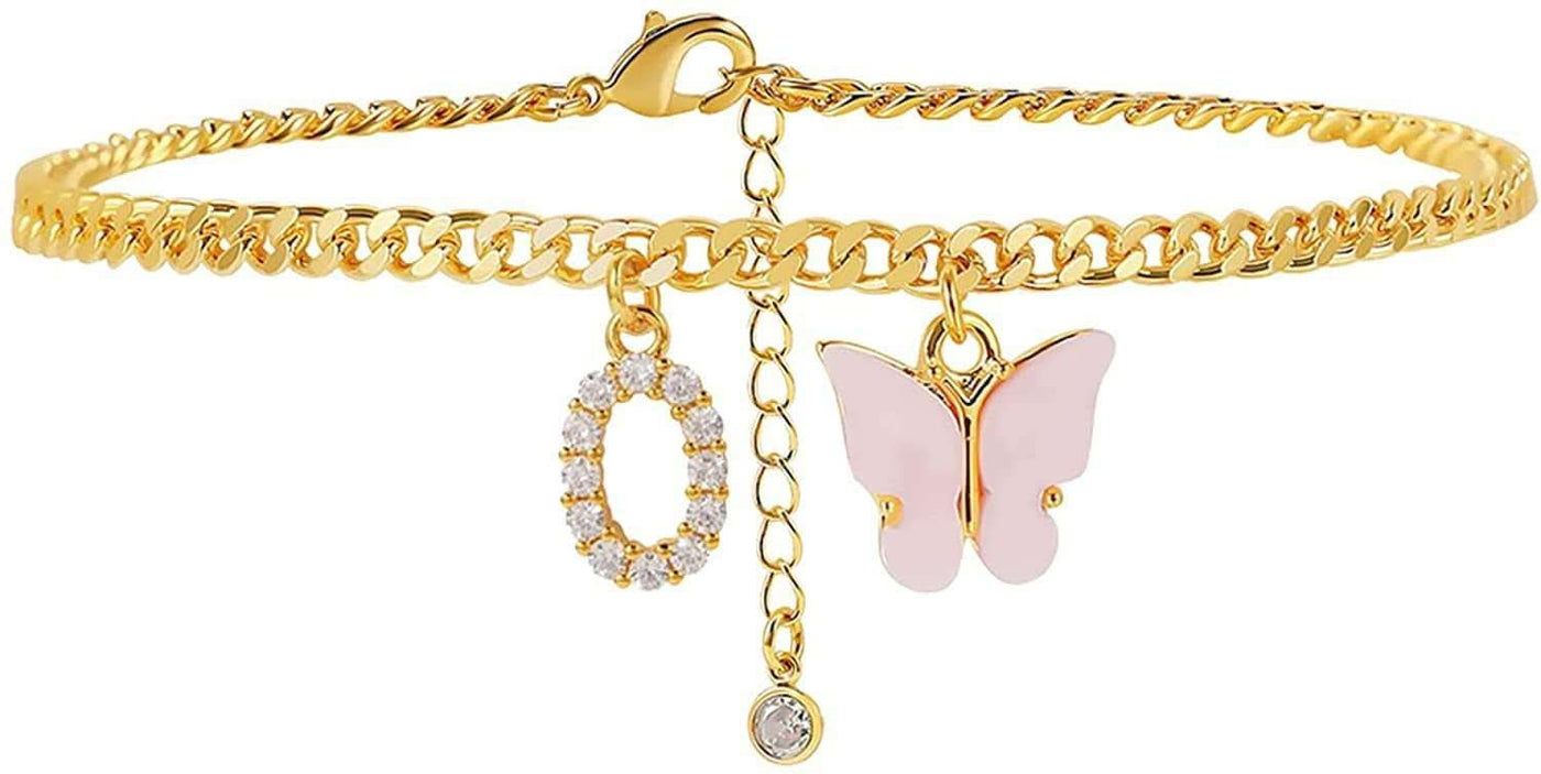 Butterfly Letter Feet Chain Fashion Inlaid Diamond Letter Acrylic Fendax 0