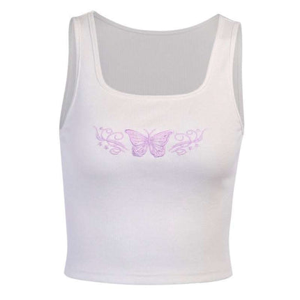 Embroidered Butterfly Sexy Tank Top Fendax 0