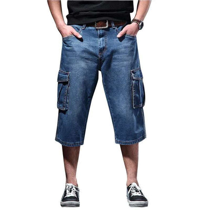 Summer Thin Loose Multi-pocket Workwear Cropped Pants Casual Jeans Fendax 0