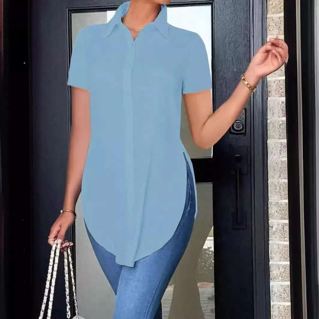 Summer Fashion Simple Polo Collar Women's Shirt Fendax 0