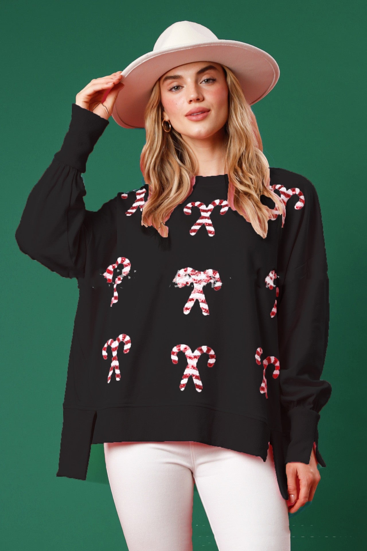 Christmas Round Neck Sequins Pullover Sweater