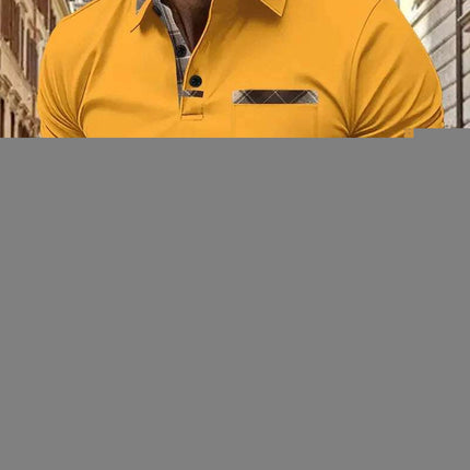 Season New Men's Short Sleeve Fashion Plaid Colorblock T-shirt Fendax 0