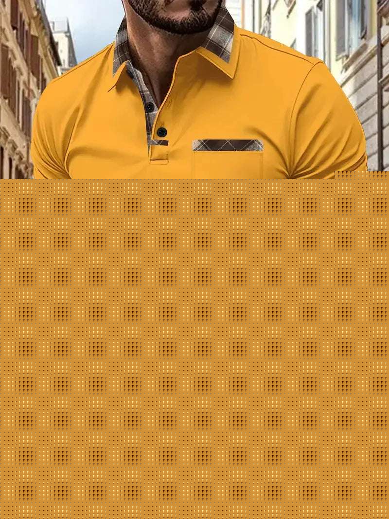 Season New Men's Short Sleeve Fashion Plaid Colorblock T-shirt Fendax 0