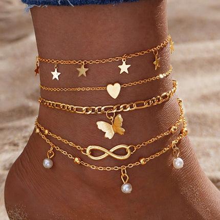 Retro Five Pointed Star Butterfly Feet Chain Fendax 0