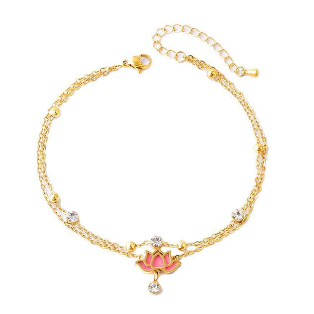 Flower Double Layer Feet Chain Zircon Fendax 0