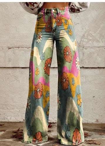 Thin Faux Denim Wide-leg Pants Fendax 0