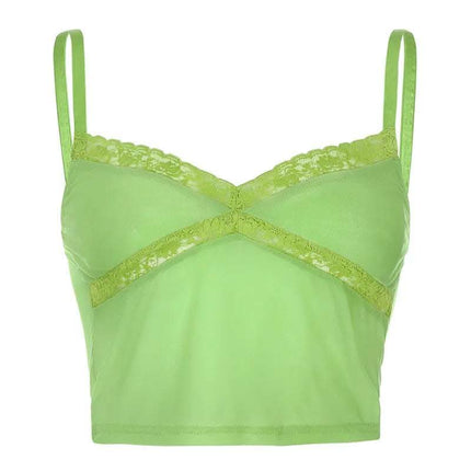 Mesh Lace Camisole See-through Sexy Bottoming Top Fendax 0