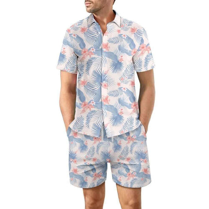 2Pcs Printed Beach Shirt Summer Suit Loose Lapel Button Top And Drawstring Pockets Shorts Casual Short Sleeve Suits For Men Clothing Fendax 4