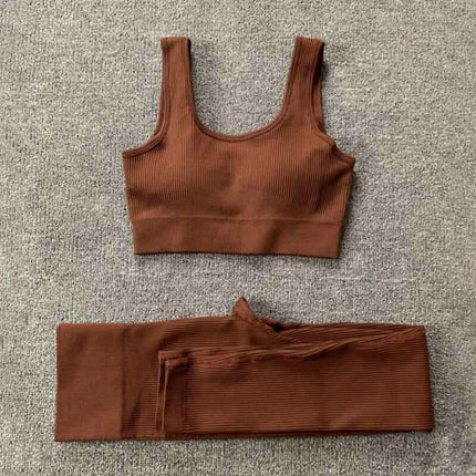 2pcs Thread Yoga Suit Seamless Bra And Butt Lifting High Waist Leggings Set For Women Sports Fitness Yoga Pants Sportswear Outfits Clothing Fendax 4