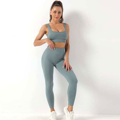 2pcs Thread Yoga Suit Seamless Bra And Butt Lifting High Waist Leggings Set For Women Sports Fitness Yoga Pants Sportswear Outfits Clothing Fendax 4