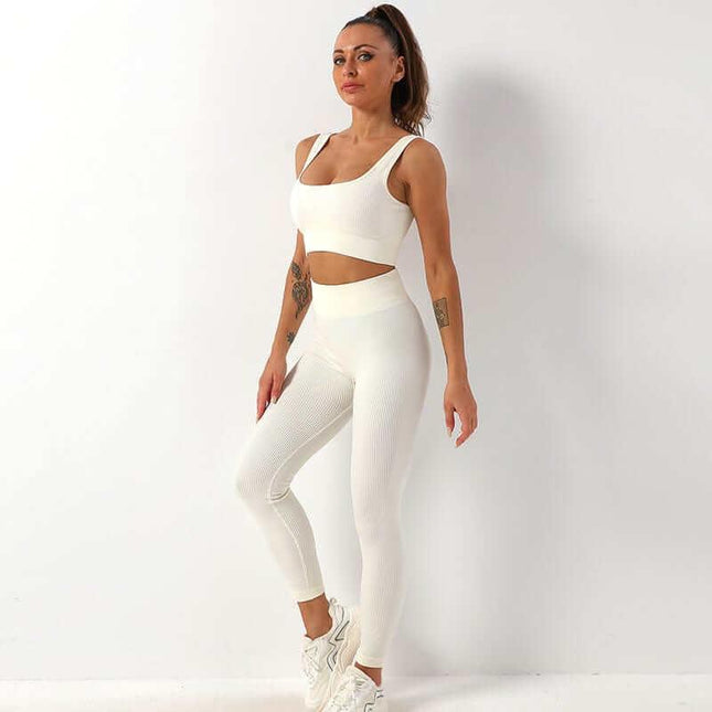 2pcs Thread Yoga Suit Seamless Bra And Butt Lifting High Waist Leggings Set For Women Sports Fitness Yoga Pants Sportswear Outfits Clothing Fendax 4