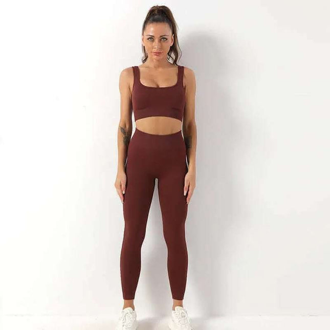 2pcs Thread Yoga Suit Seamless Bra And Butt Lifting High Waist Leggings Set For Women Sports Fitness Yoga Pants Sportswear Outfits Clothing Fendax 4