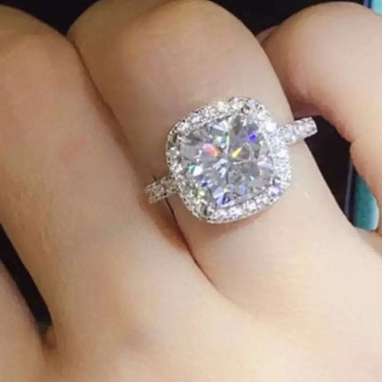 3 Carat Moissanite 925 Sterling Silver Square Ring Fendax