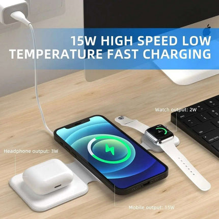 3 In 1 Magnetic Foldable Wireless Charger Charging Station Multi-device Folding Cell Phone Wireless Charger Gadgets Fendax 0