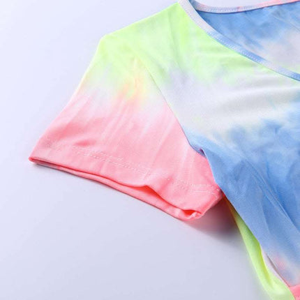 Tie-dye T-shirt Sexy comfort top with crop and V-neck for women Fendax 0