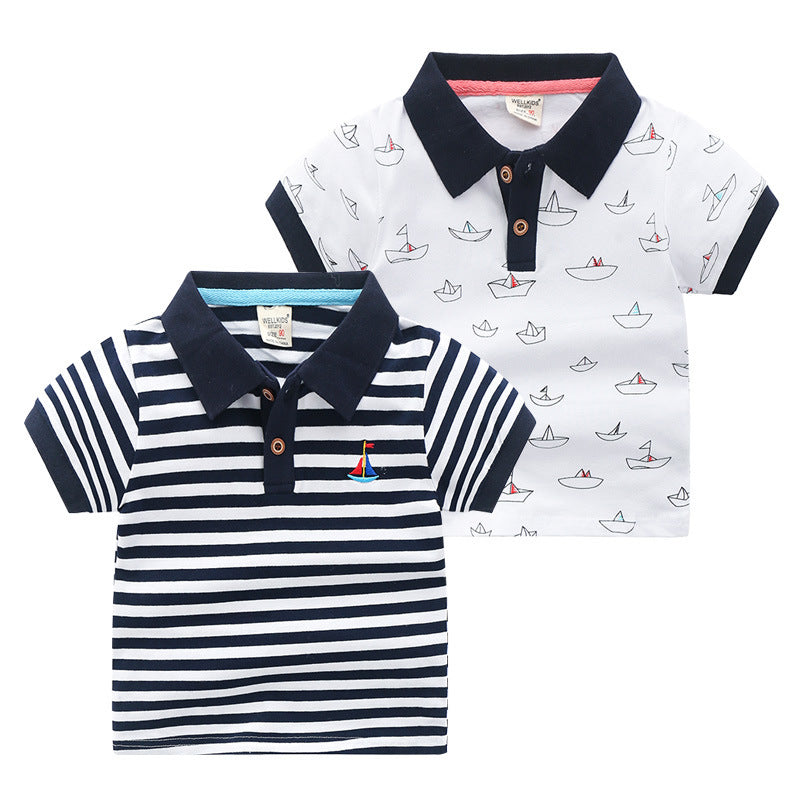 Children's Short-sleeved Lapel T-shirt