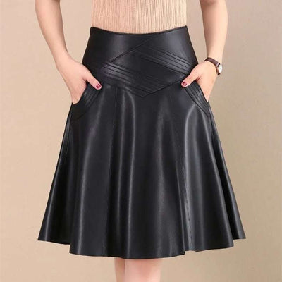 Mid-length high-waist pleated leather skirt skirt Fendax 0