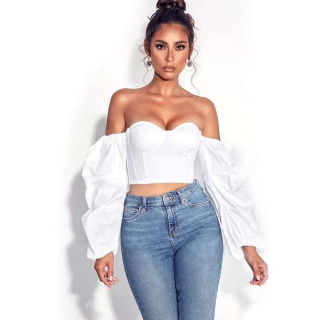 Irregular Long Sleeved Sexy Fashion Short Top Fendax 0
