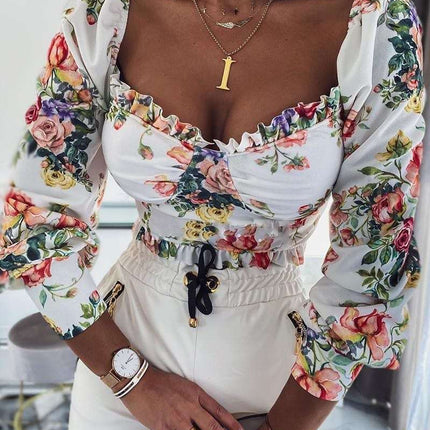 Sexy puff sleeve print top Fendax 0