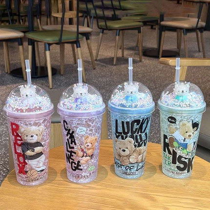 Cartoon Bear Ice Crushing Good-looking Plastic Water Cup Summer Portable Fendax 0