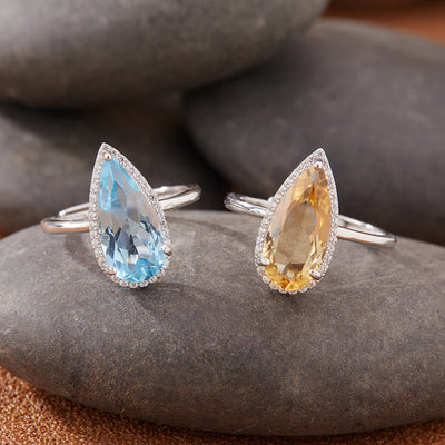 Women's Natural Topaz Citrine Necklace Set