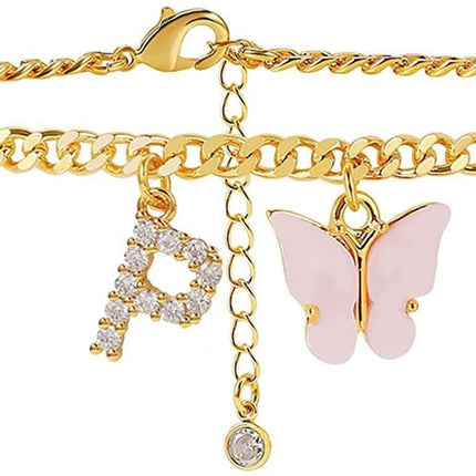 Butterfly Letter Feet Chain Fashion Inlaid Diamond Letter Acrylic Fendax 0