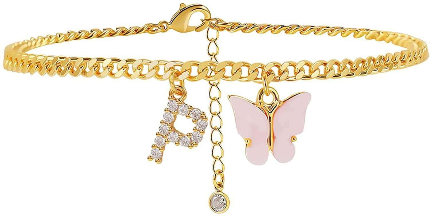 Butterfly Letter Feet Chain Fashion Inlaid Diamond Letter Acrylic Fendax 0