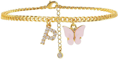 Butterfly Letter Feet Chain Fashion Inlaid Diamond Letter Acrylic Fendax 0
