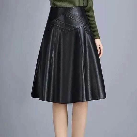 Mid-length high-waist pleated leather skirt skirt Fendax 0
