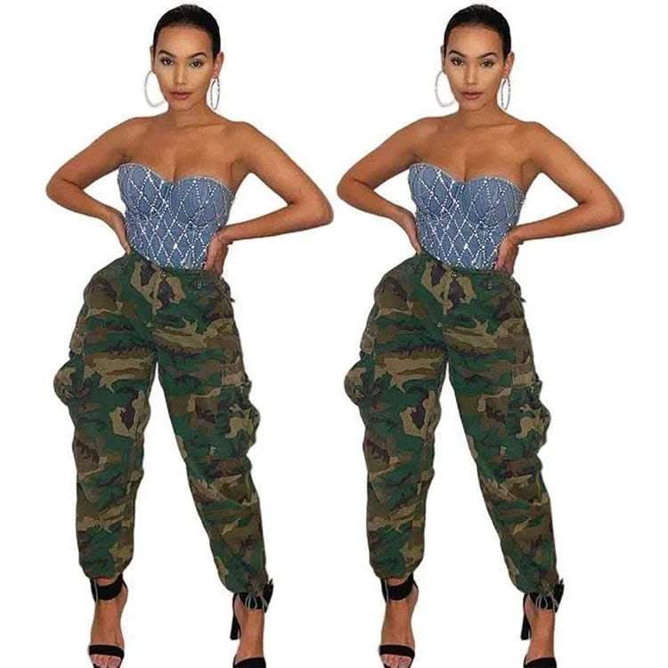 Women's Fashion Workwear Casual Camouflage Cropped Pants Fendax 0
