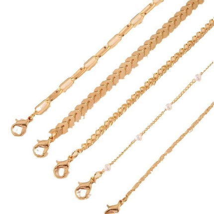 Summer Fashion 5-piece Pearl Anklet Women's Multi-layer Fendax 0
