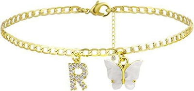 Butterfly Letter Feet Chain Fashion Inlaid Diamond Letter Acrylic Fendax 0