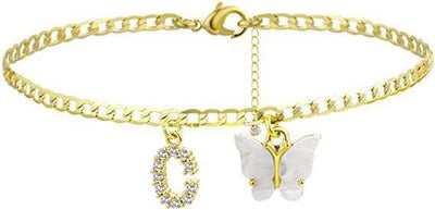 Butterfly Letter Feet Chain Fashion Inlaid Diamond Letter Acrylic Fendax 0