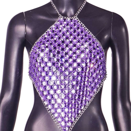 Summer Sexy Stitching Tube Top Chain Halter Top Fendax 0