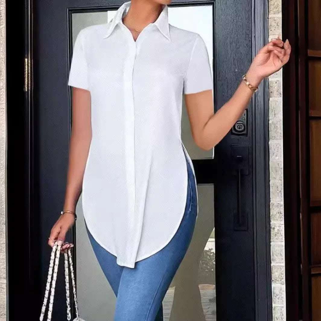 Summer Fashion Simple Polo Collar Women's Shirt Fendax 0