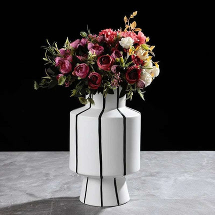 Black And White Striped Ceramic Vase Light Luxury Modern Home Fendax 0